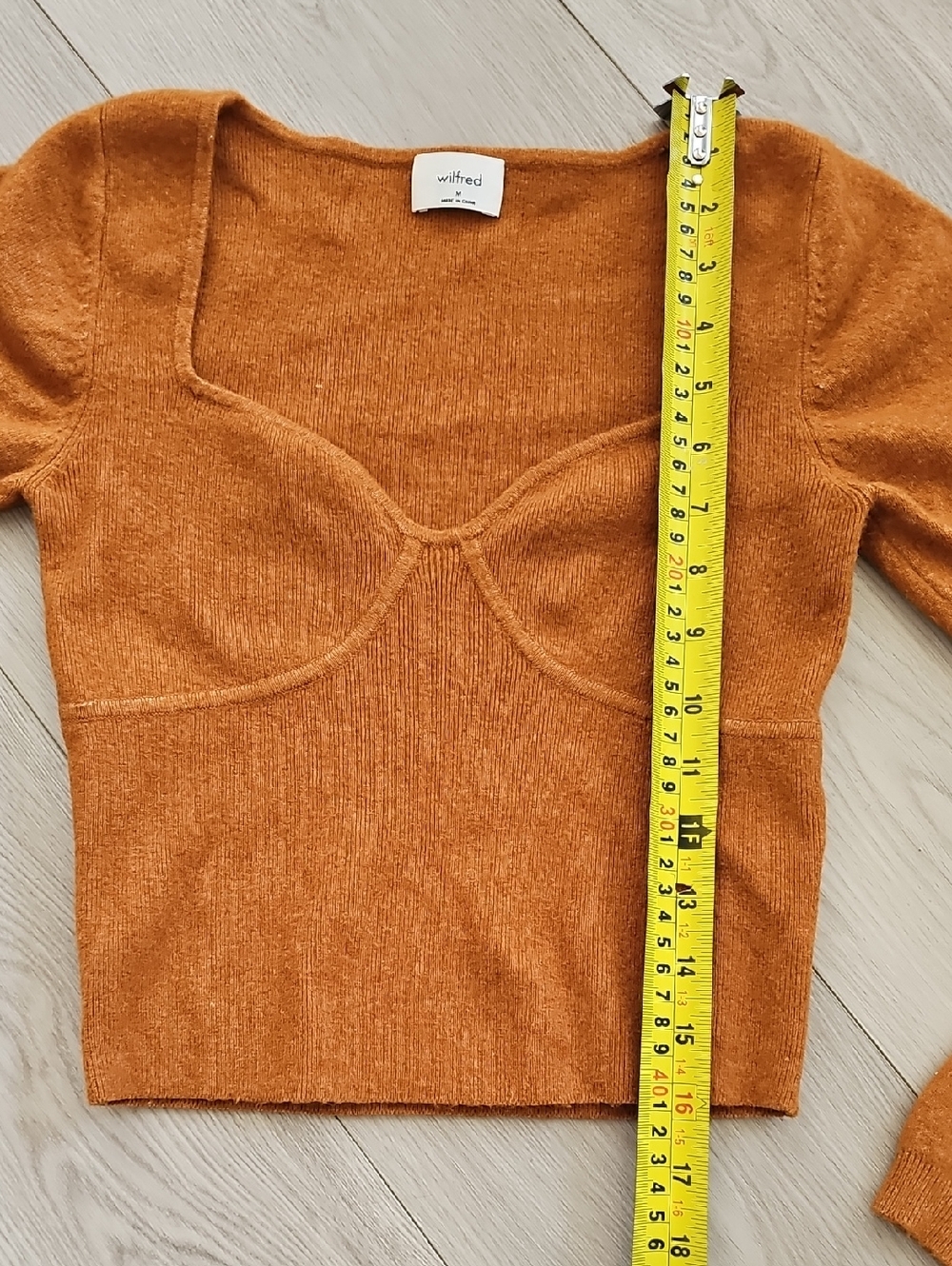 Wilfred Greer‎ Fitted Sweetheart Bustier Sweater, Size Medium - Picture 14 of 16